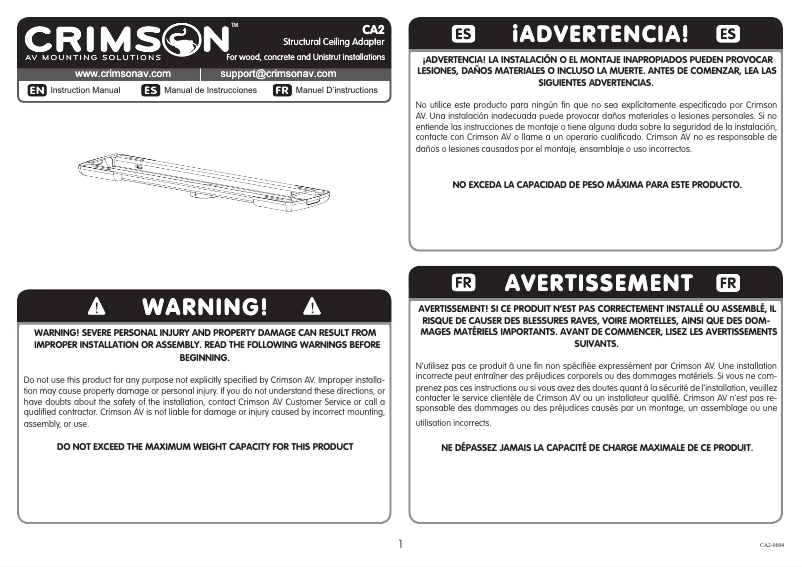 Page 1 de la notice Manuel utilisateur Crimson CA2