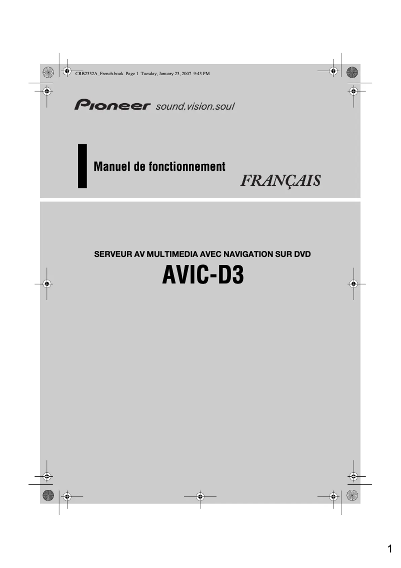 Image de la première page du manuel de l'appareil AVIC-D3