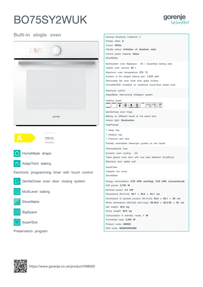 Image de la première page du manuel de l'appareil BO75SY2WUK