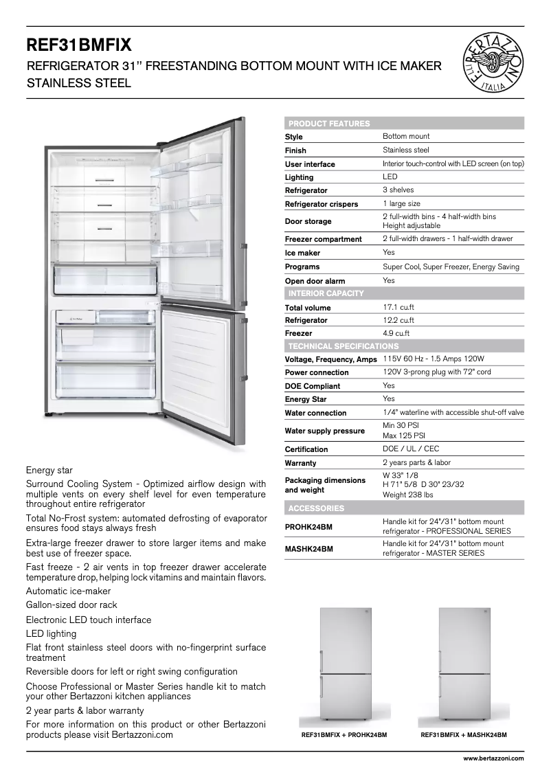 Image de la première page du manuel de l'appareil REF31BMFIX