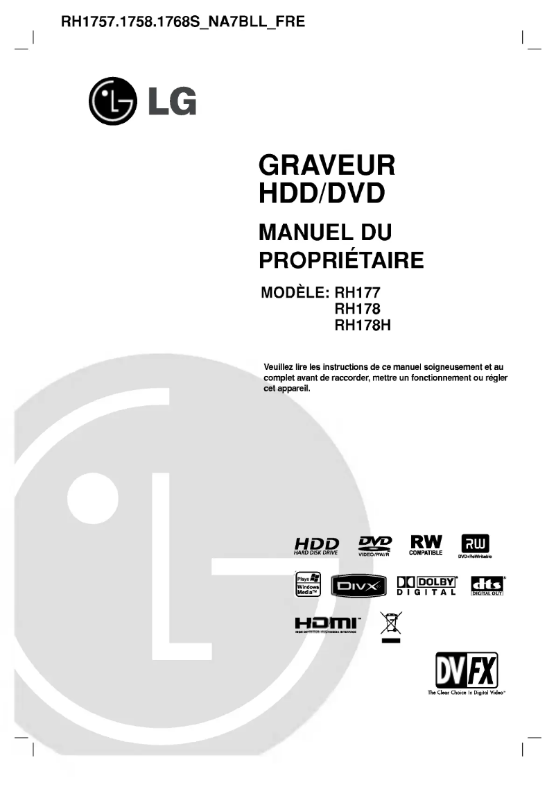 Page n°1 - Manuel utilisateur LG RH1758S