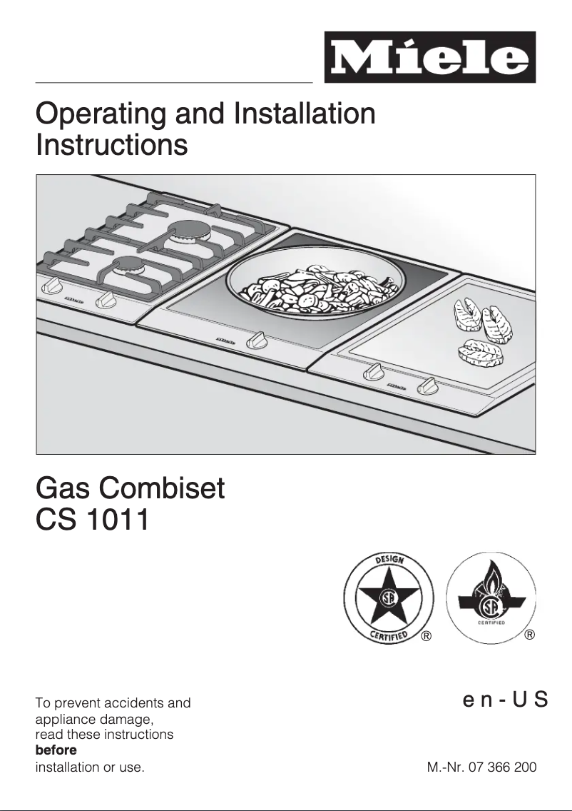 Page 1 de la notice Guide d'installation Miele CS 1011 G