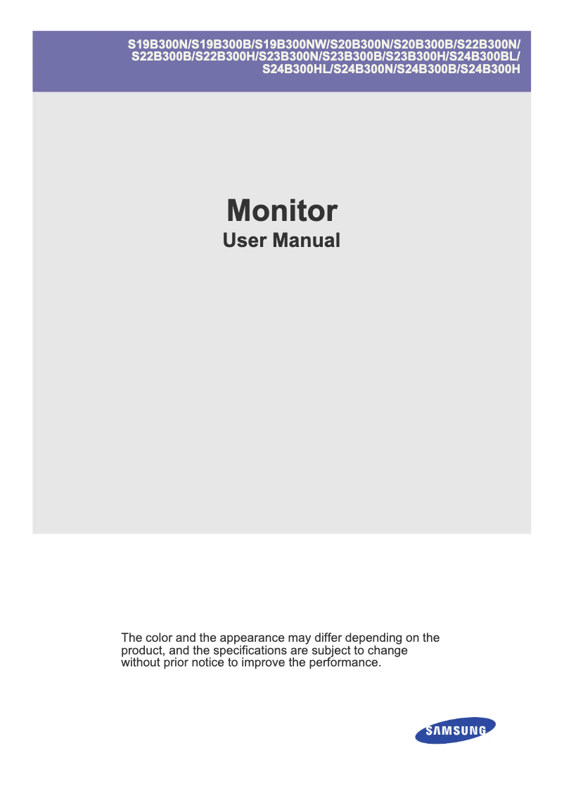 Image de la première page du manuel de l'appareil SyncMaster S24B300H