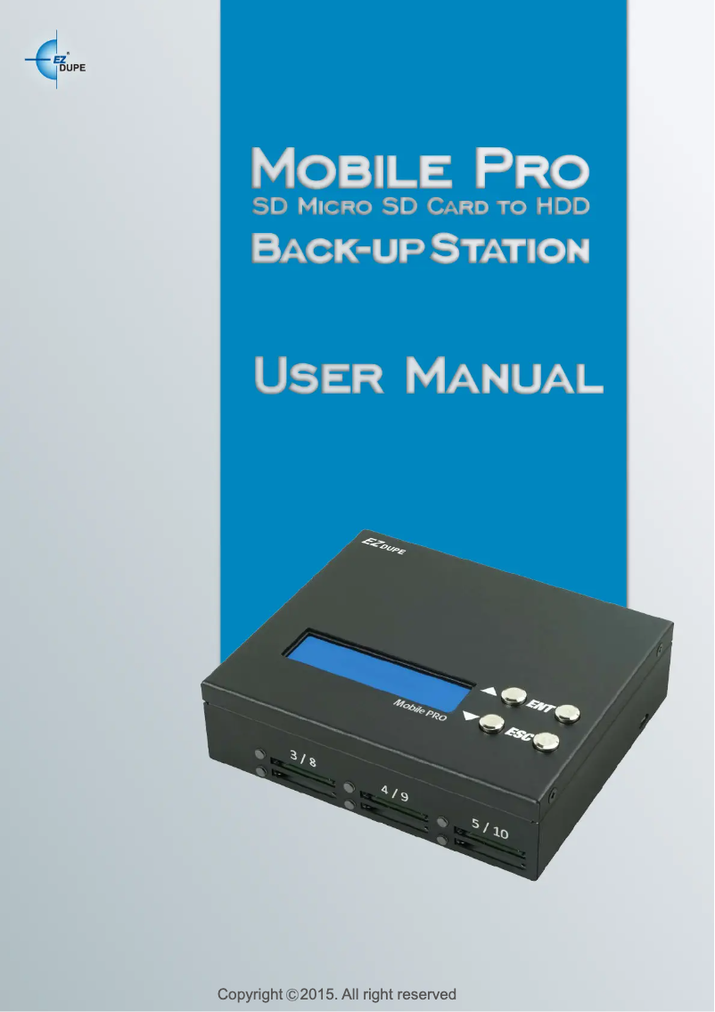 Page 1 de la notice Manuel utilisateur EZ Dupe Mobile Pro