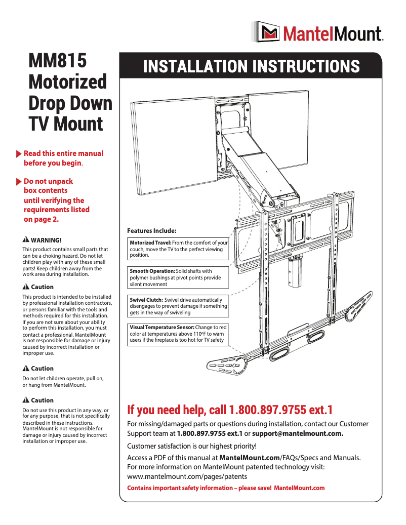 Page n°1 - Manuel utilisateur MantelMount MM815