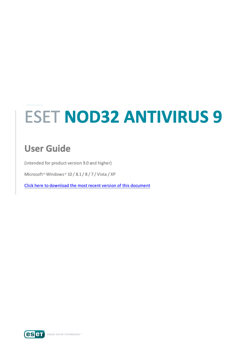 Page n°1 - Manuel utilisateur ESET NOD32 Antivirus