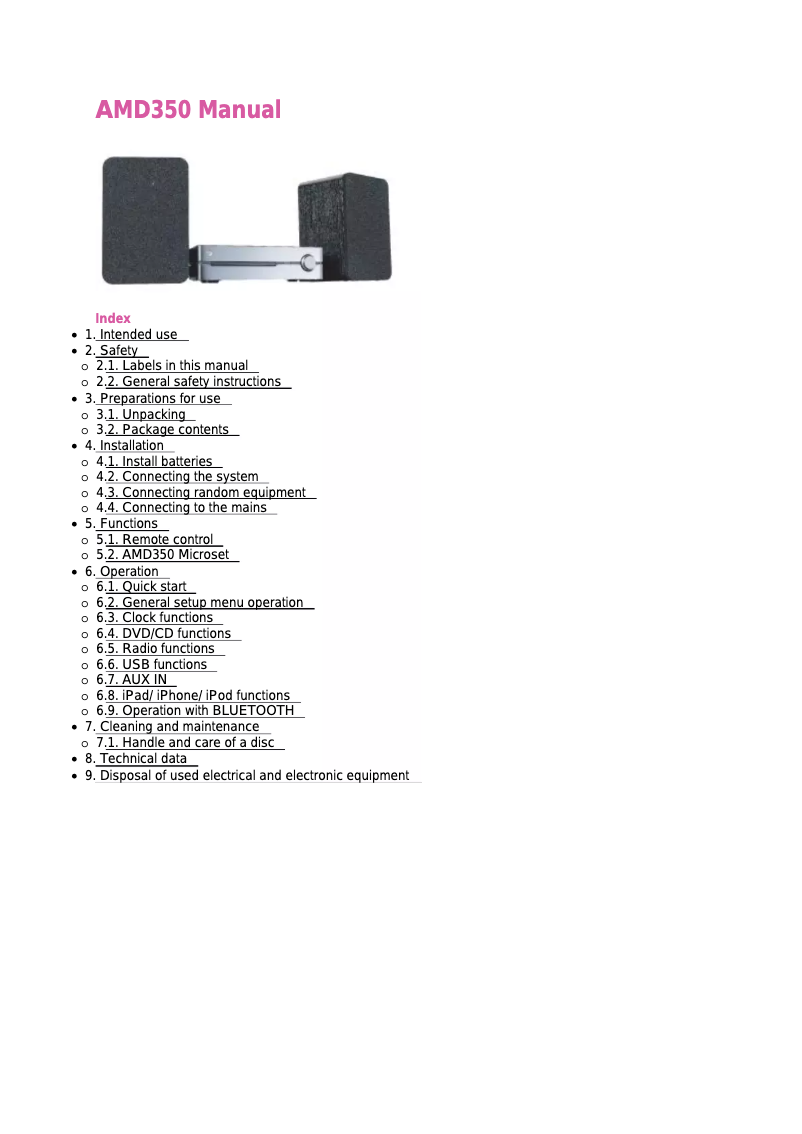 Page n°1 - Manuel utilisateur AKAI AMD350