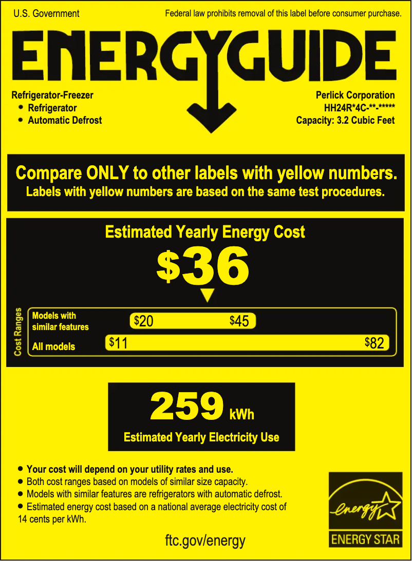 Page n°1 - Label énergétique Perlick HH24RS-4-3L