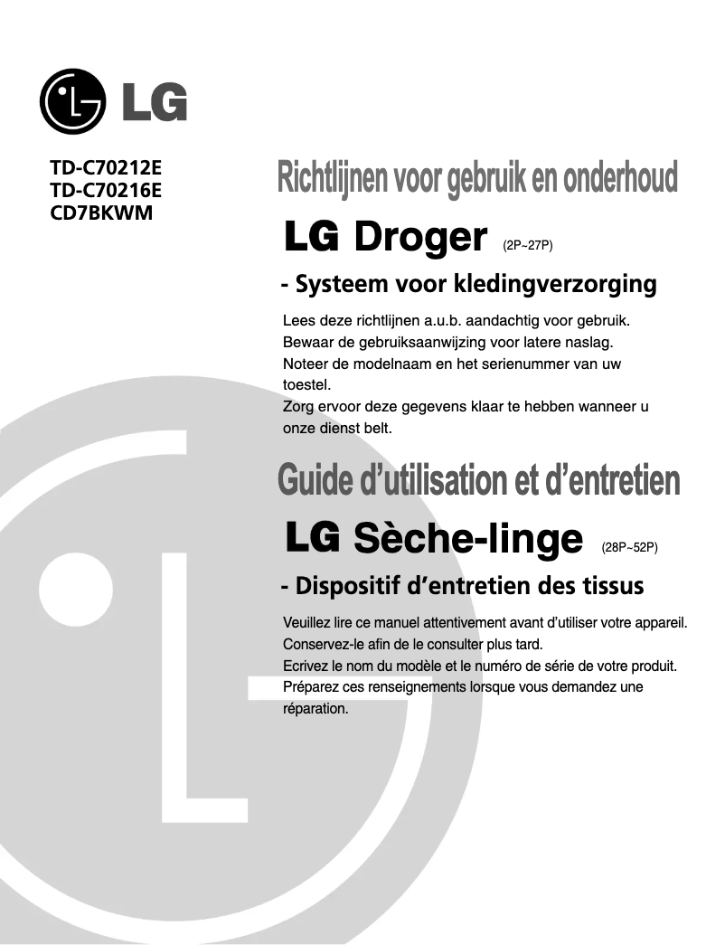 Page n°1 - Manuel utilisateur LG CD7BKWM
