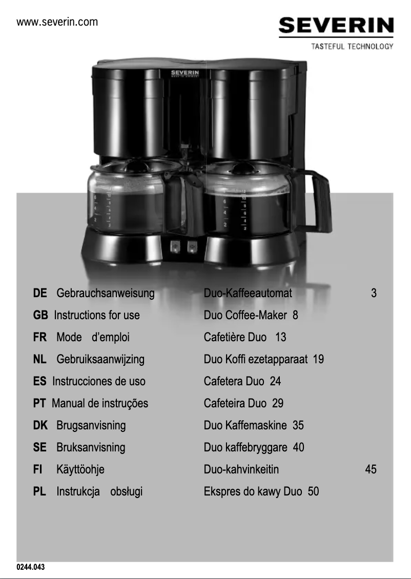Page 1 de la notice Manuel utilisateur Severin KA 5802
