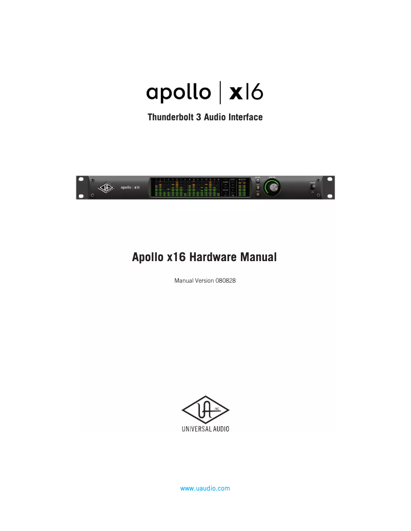Page n°1 - Manuel utilisateur Universal Audio Apollo x16