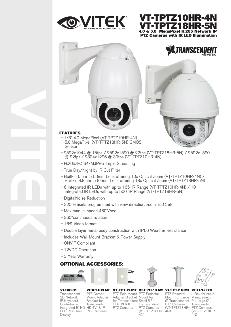 Page 1 de la notice Manuel utilisateur Vitek VT-TPTZ18HR-5N