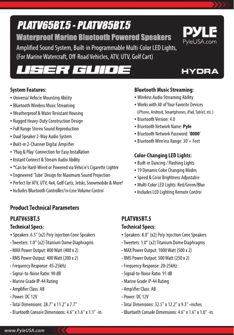 Image de la première page du manuel de l'appareil PLATV65BT.5