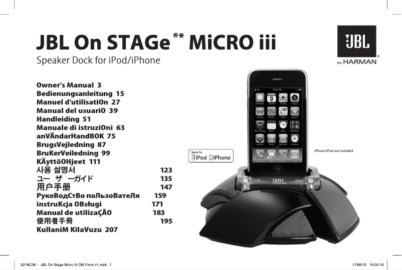 Page n°1 - Manuel utilisateur JBL On Stage Micro III 