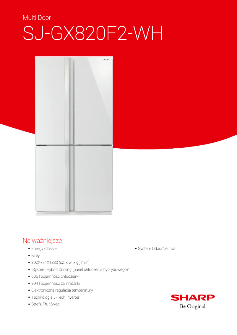 Image de la première page du manuel de l'appareil SJ-GX820F2