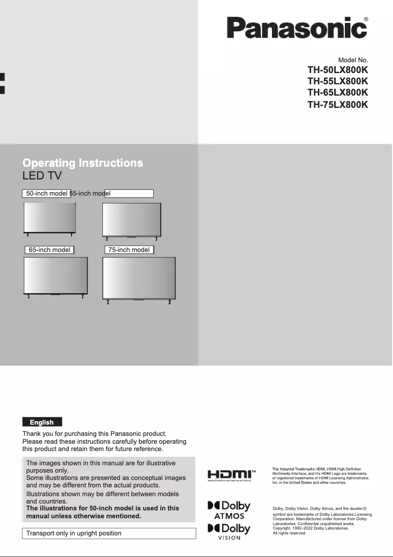 Page 1 de la notice Manuel utilisateur Panasonic TH-50LX800K