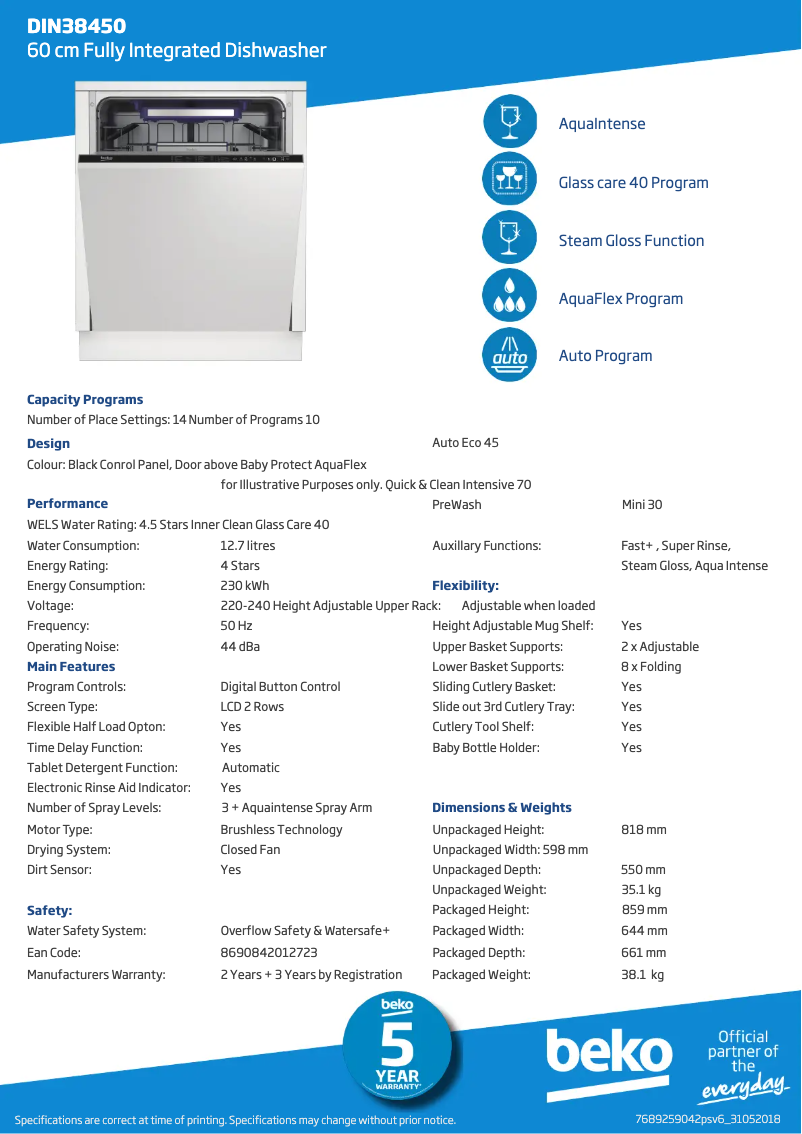 Page n°1 - Fiche technique Beko DIN38450