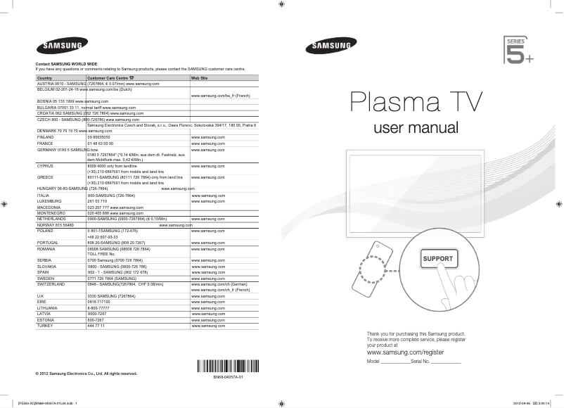 Page n°1 - Manuel utilisateur Samsung PS51E551D1W