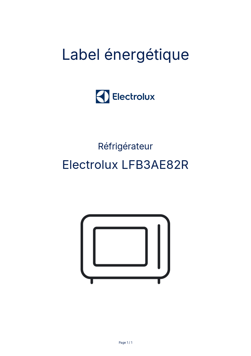 Page n°1 - Label énergétique Electrolux LFB3AE82R