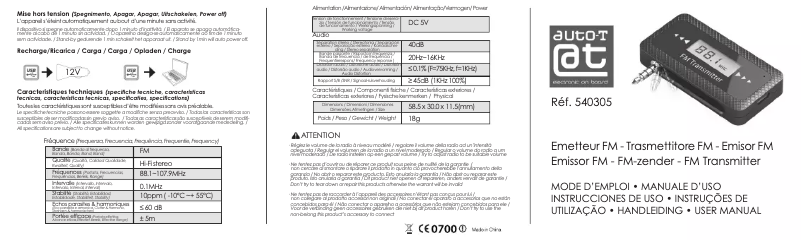 Page n°1 - Manuel utilisateur Auto-T 540305