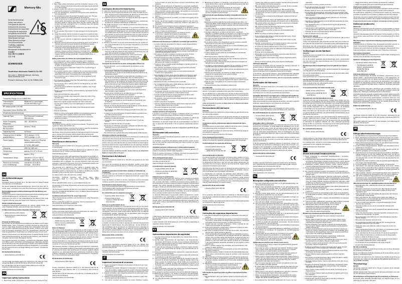 Página 1 del manual Instrucciones de seguridad Sennheiser Memory Mic