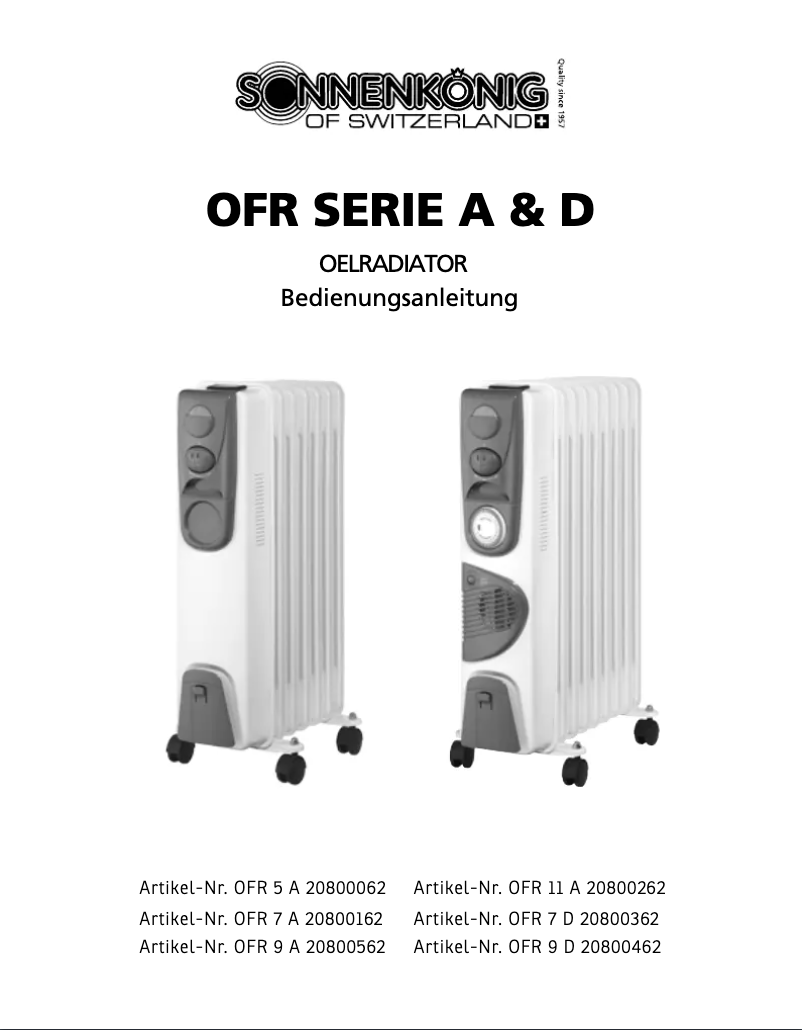 Page n°1 - Manuel utilisateur Sonnenkönig OFR 7D