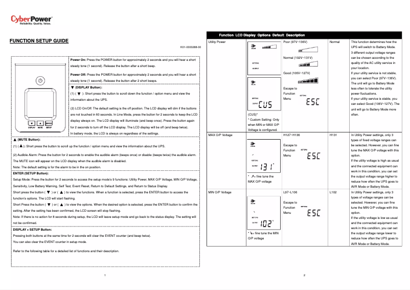 Page n°1 - Guide d'installation CyberPower PR2200LCDSL