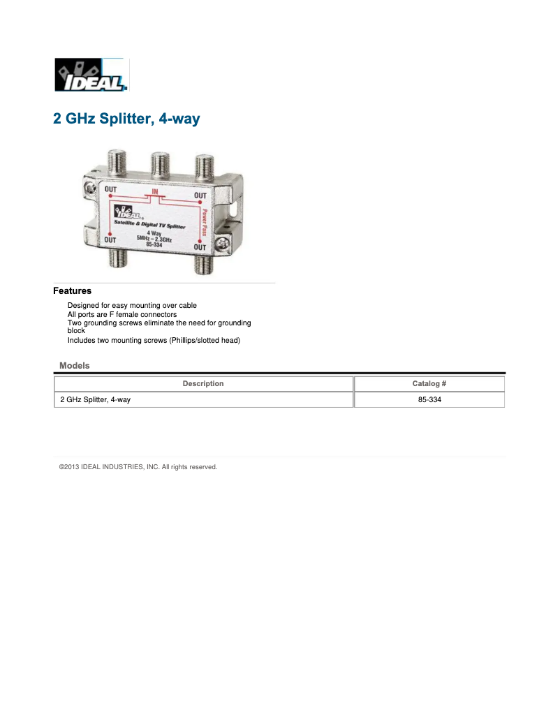 Page 1 de la notice Manuel utilisateur Ideal 85-334