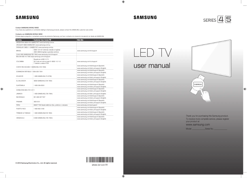 Page 1 de la notice Manuel utilisateur Samsung UN49J5290AH