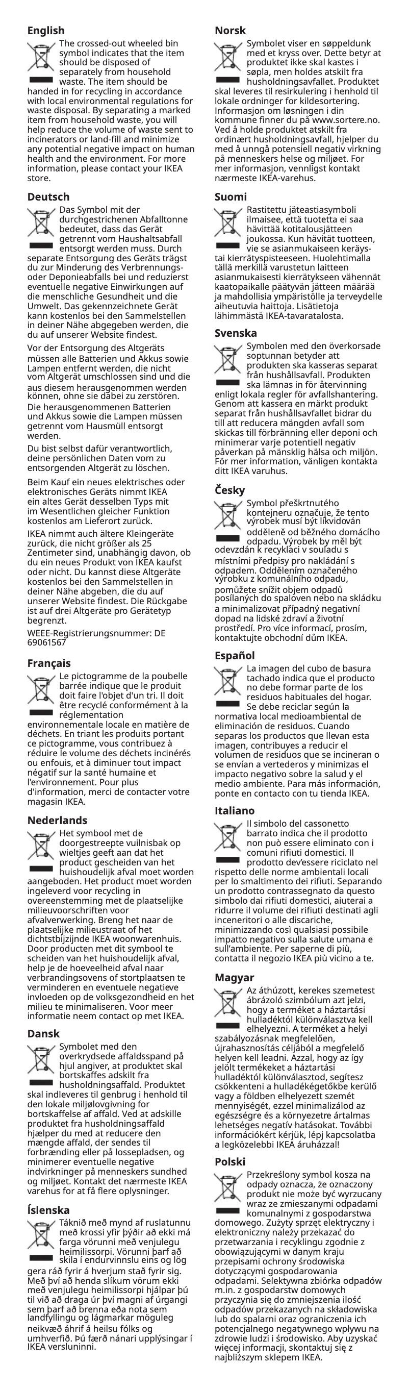 Page 1 de la notice Manuel utilisateur Ikea SOLHETTA 205.099.93