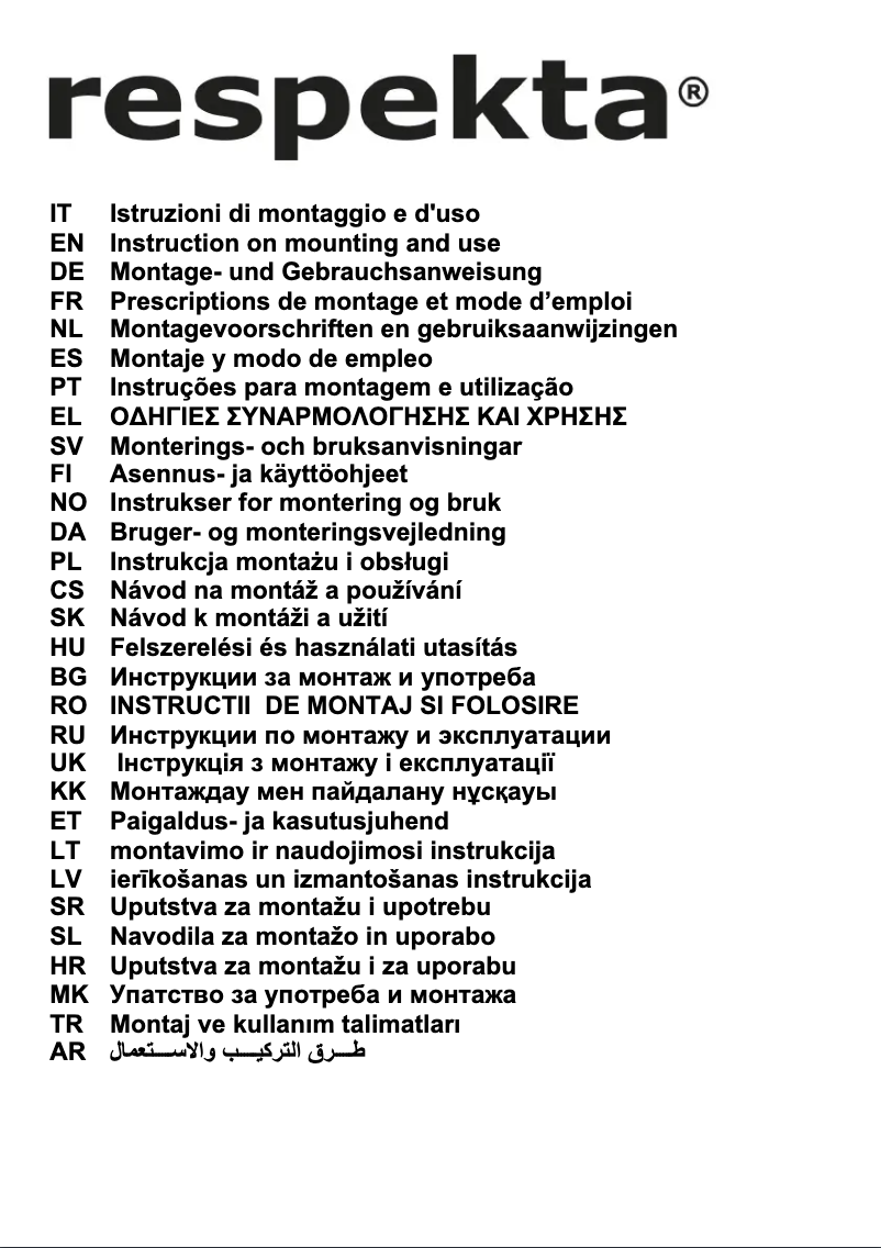 Page n°1 - Manuel utilisateur Respekta DH 620