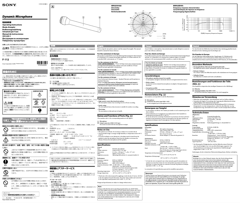 Page 1 de la notice Manuel utilisateur Sony F-115
