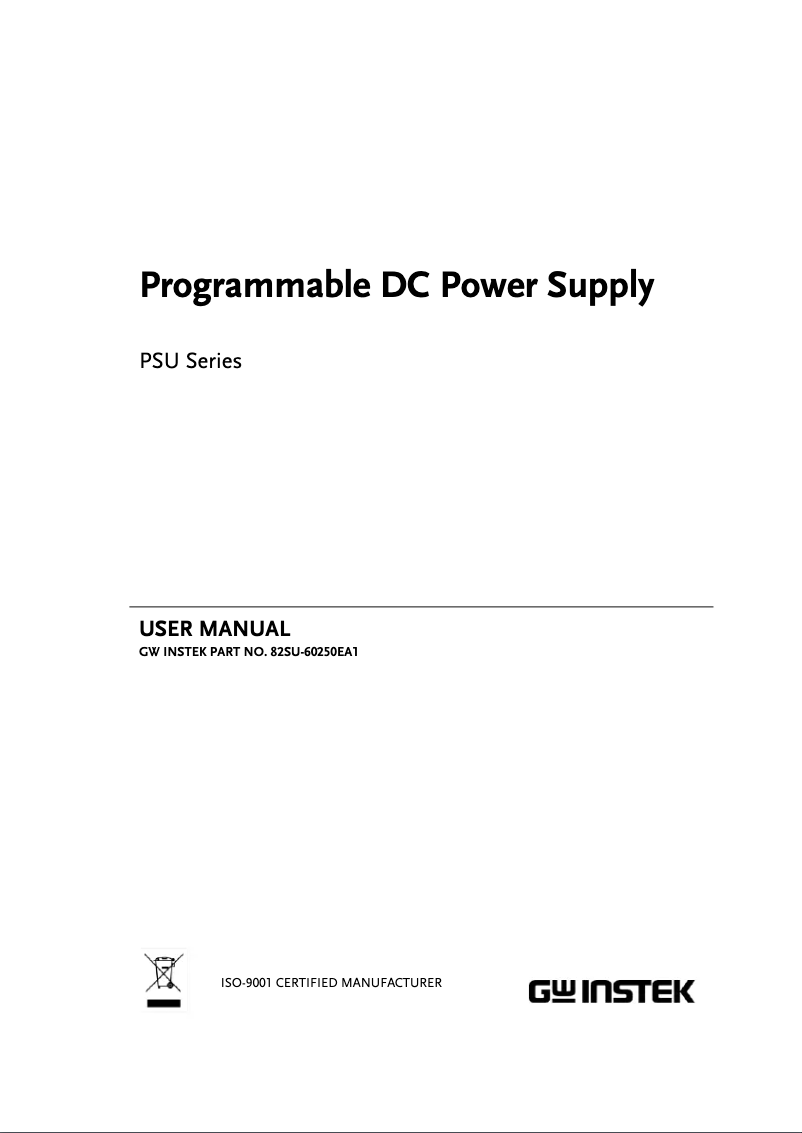Page 1 de la notice Manuel utilisateur GW Instek PSU 40-38