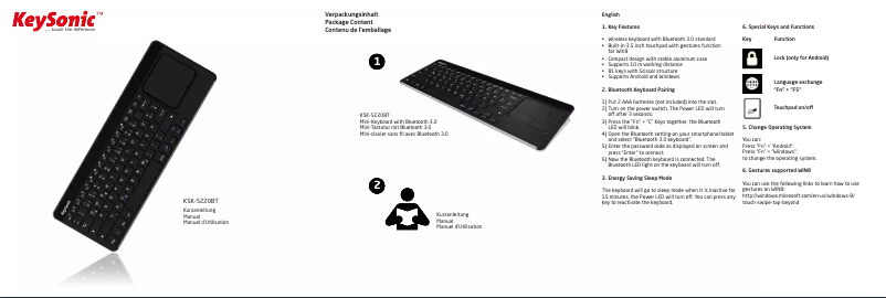 Page n°1 - Mode d'emploi KeySonic KSK-5220BT