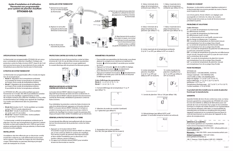 Image de la première page du manuel de l'appareil OTH3600