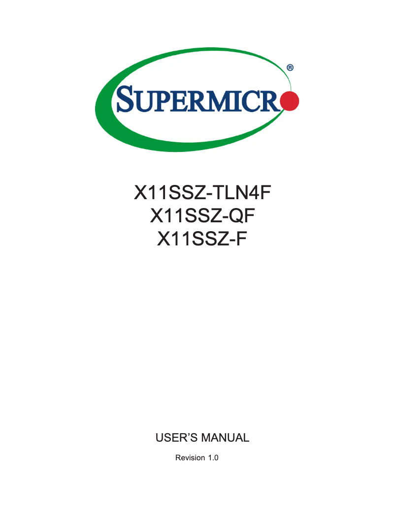 Page n°1 - Mode d'emploi Supermicro X11SSZ-F