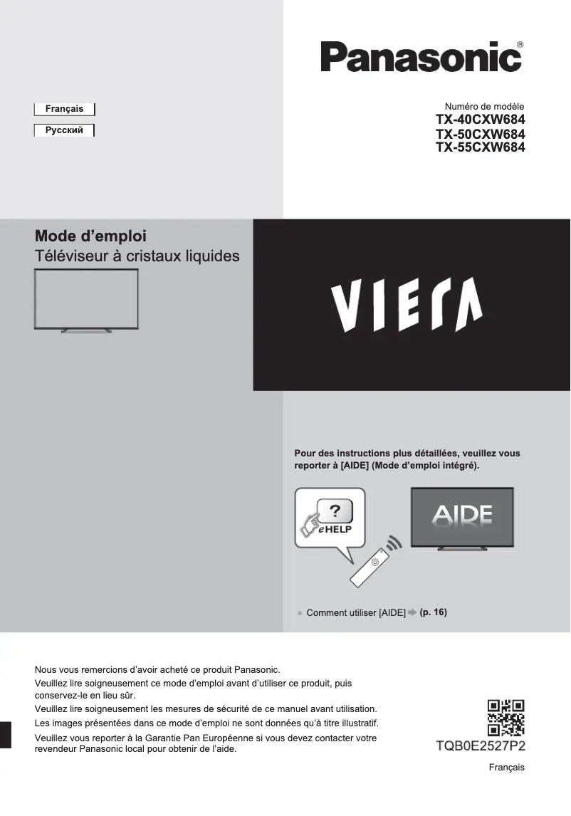 Image de la première page du manuel de l'appareil TX-40CXW684