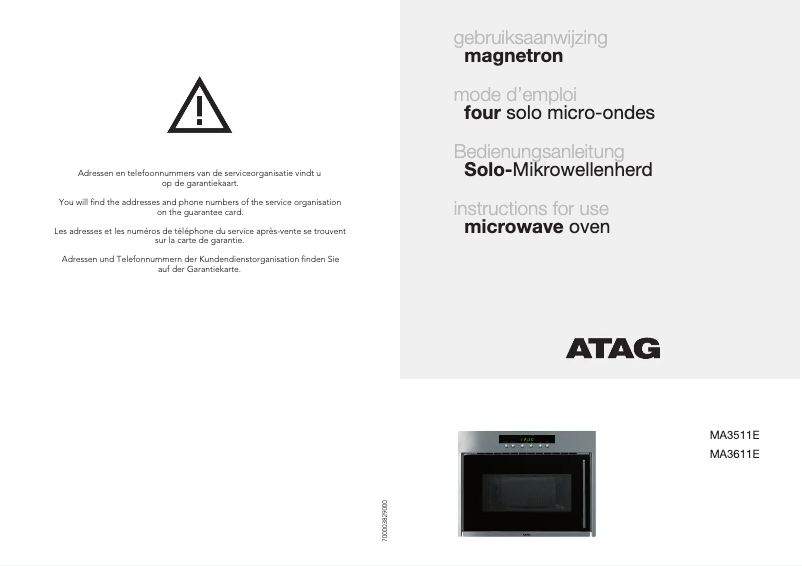 Page n°1 - Manuel utilisateur Atag MA3511E