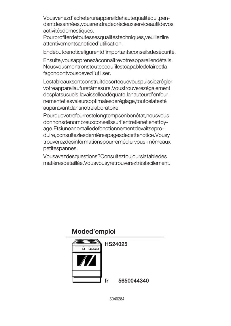 Page 1 de la notice Manuel utilisateur Siemens HS24025