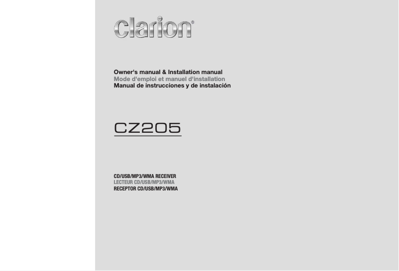 Page n°1 - Manuel utilisateur Clarion CZ205