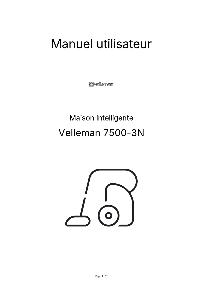 Page n°1 - Manuel utilisateur Velleman 7500-3N