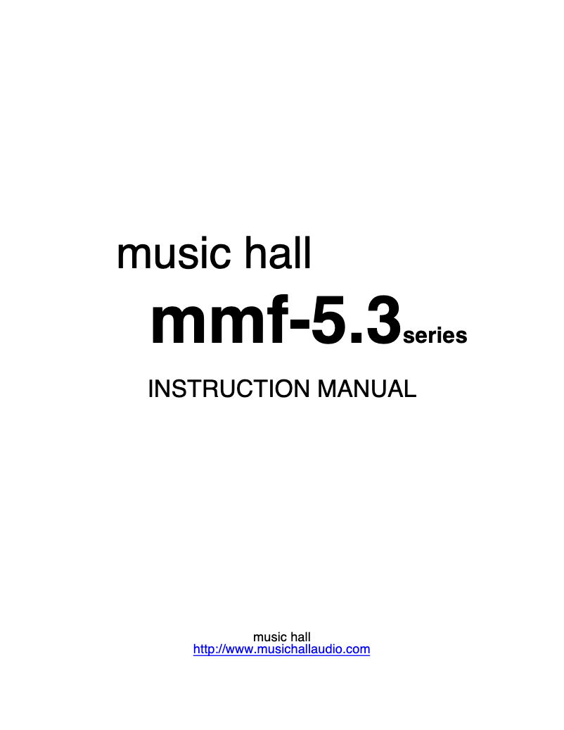 Page n°1 - Manuel utilisateur Music Hall MMF-5.3