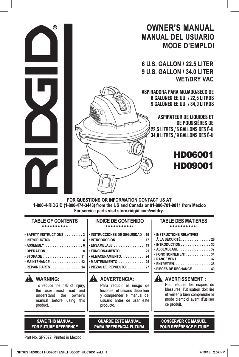 Image de la première page du manuel de l'appareil RV2400HF0