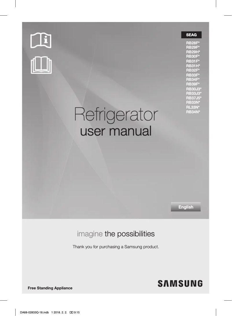 Page 1 de la notice Manuel utilisateur Samsung RB30J3220SS