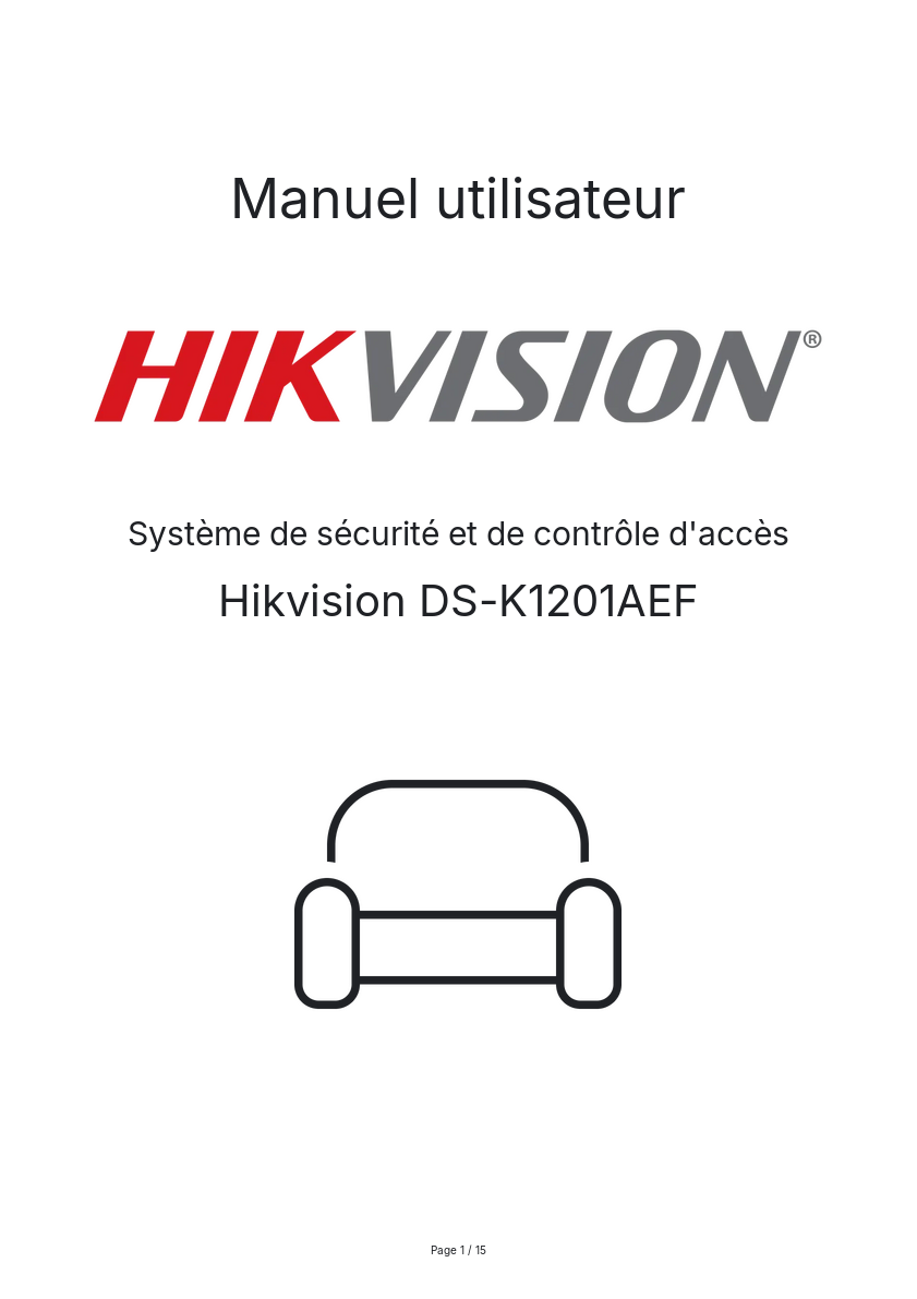 Page n°1 - Manuel utilisateur Hikvision DS-K1201AEF