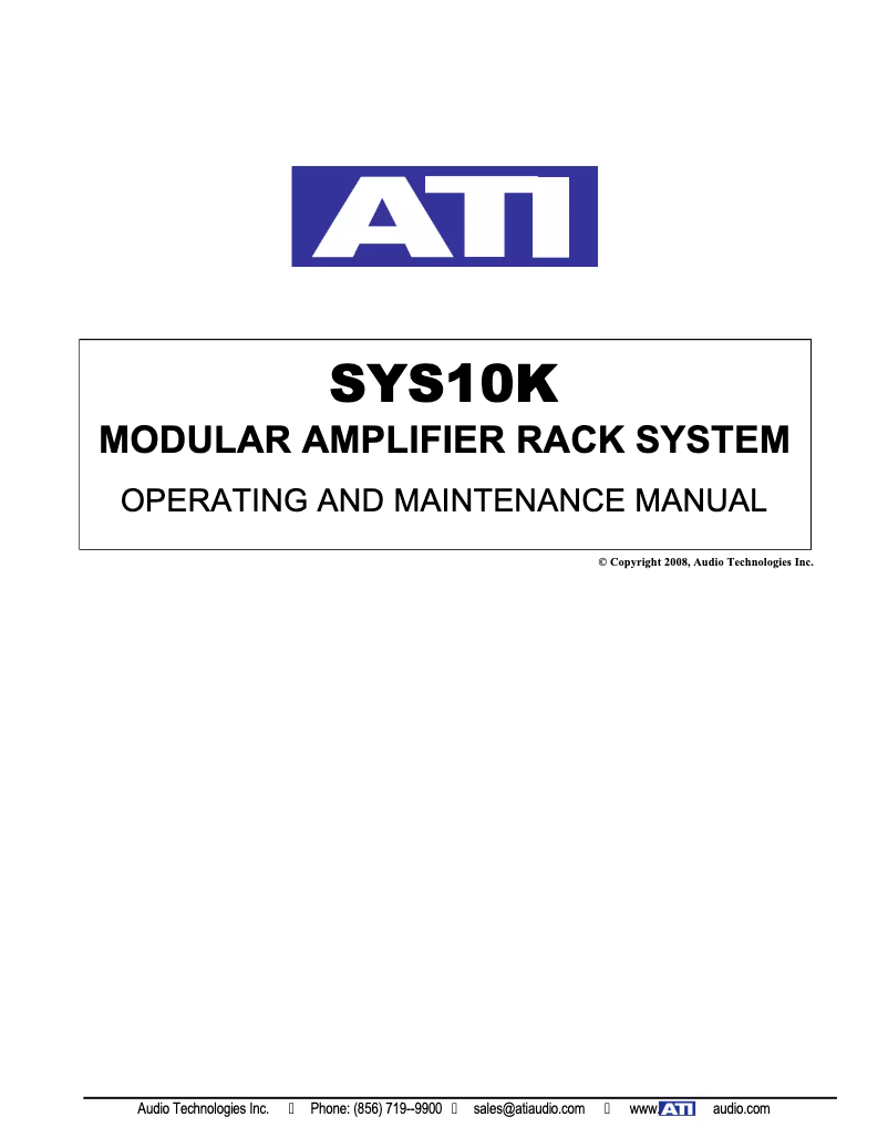 Image de la première page du manuel de l'appareil SYS10K