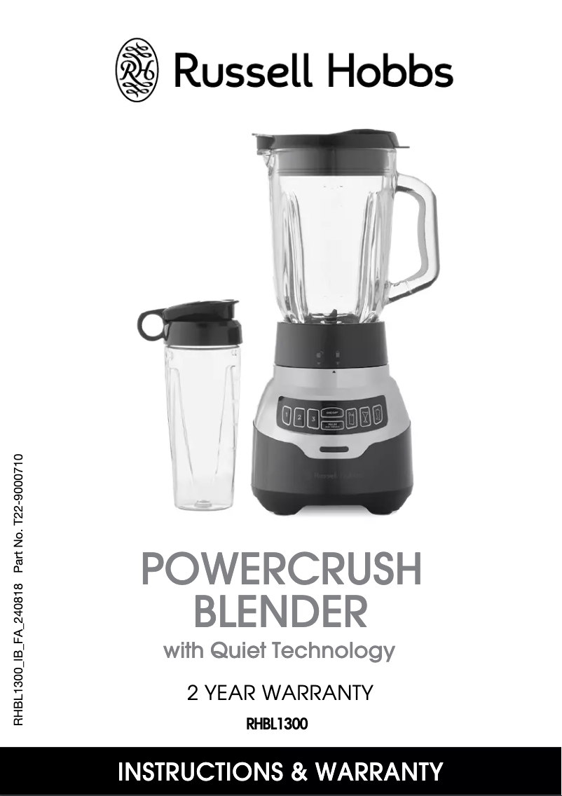 Page n°1 - Manuel utilisateur Russell Hobbs Powercrush RHBL1300