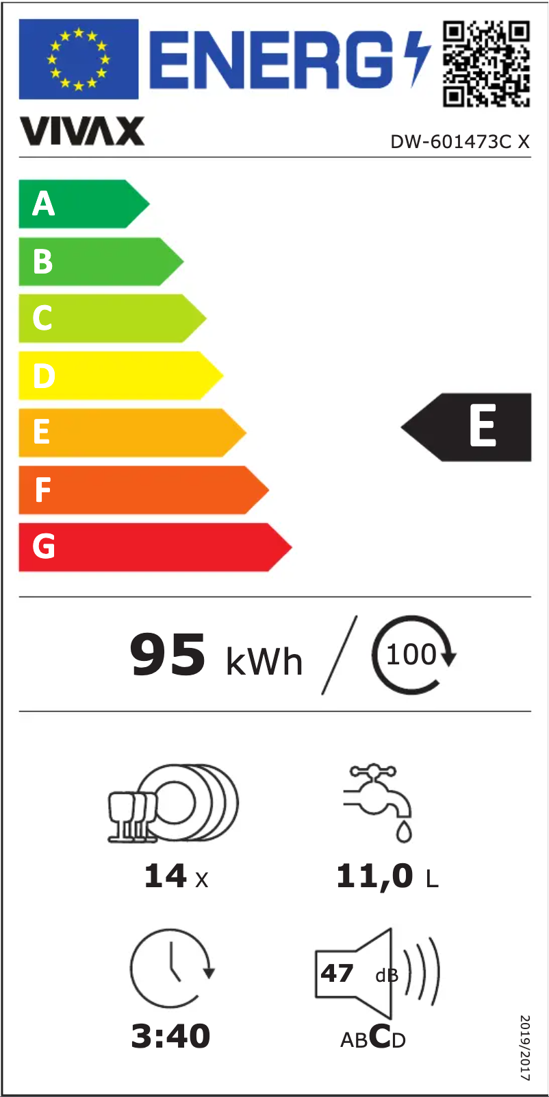 Page n°1 - Label énergétique Vivax DW-601473C X