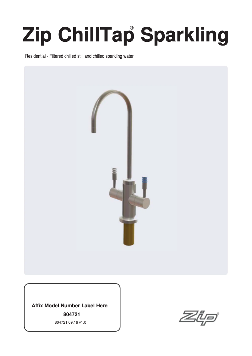 Página 1 del manual Guía de instalación Zip ChillTap Sparkling