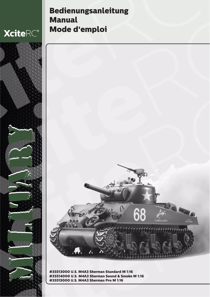 Page n°1 - Manuel utilisateur XciteRC U.S. M4A3 Sherman